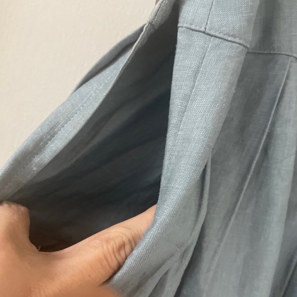 Toffs Blue Vintage Linen Skirt Full A-line Size 7/8 Pleats - Picture 3 of 5